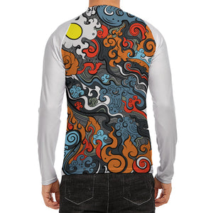 Japanese Elemental Tattoo Print Men's Long Sleeve Rash Guard