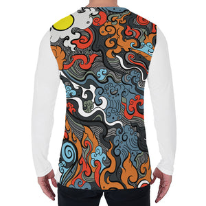 Japanese Elemental Tattoo Print Men's Long Sleeve T-Shirt