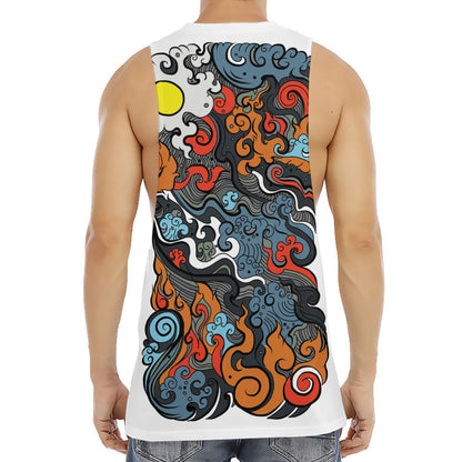 Japanese Elemental Tattoo Print Men's Muscle Tank Top