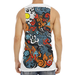 Japanese Elemental Tattoo Print Men's Muscle Tank Top