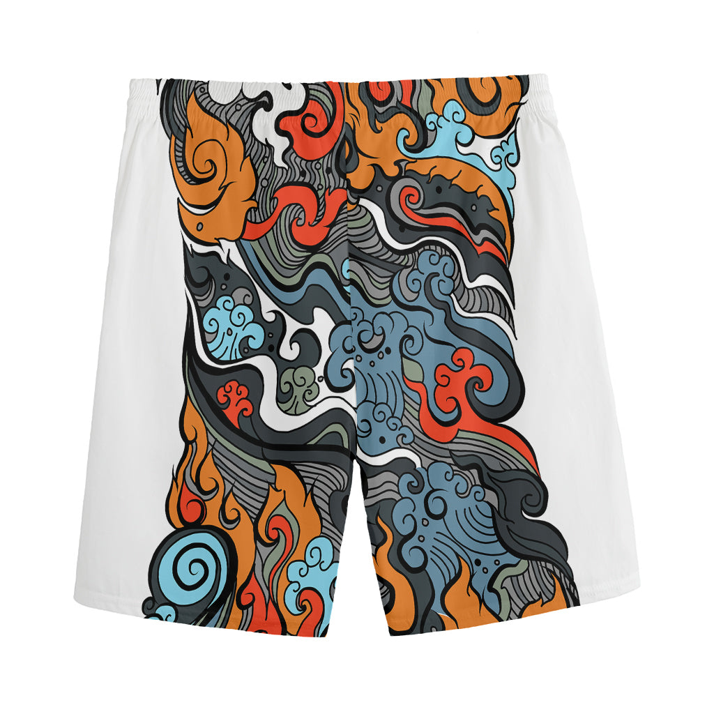 Japanese Elemental Tattoo Print Men's Sports Shorts