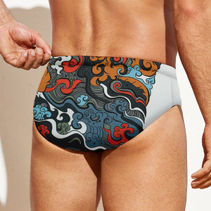 Japanese Elemental Tattoo Print Men's Swim Briefs