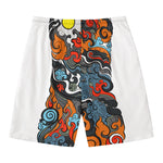 Japanese Elemental Tattoo Print Men's Swim Trunks