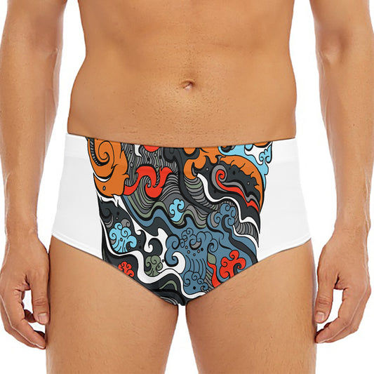 Japanese Elemental Tattoo Print Men's Triangle Swim Briefs