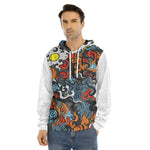 Japanese Elemental Tattoo Print Men's Velvet Pullover Hoodie