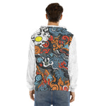 Japanese Elemental Tattoo Print Men's Velvet Pullover Hoodie