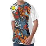 Japanese Elemental Tattoo Print Men's Velvet T-Shirt