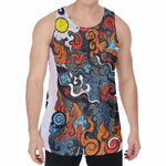Japanese Elemental Tattoo Print Men's Velvet Tank Top