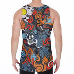 Japanese Elemental Tattoo Print Men's Velvet Tank Top