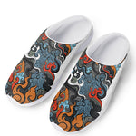 Japanese Elemental Tattoo Print Mesh Casual Shoes