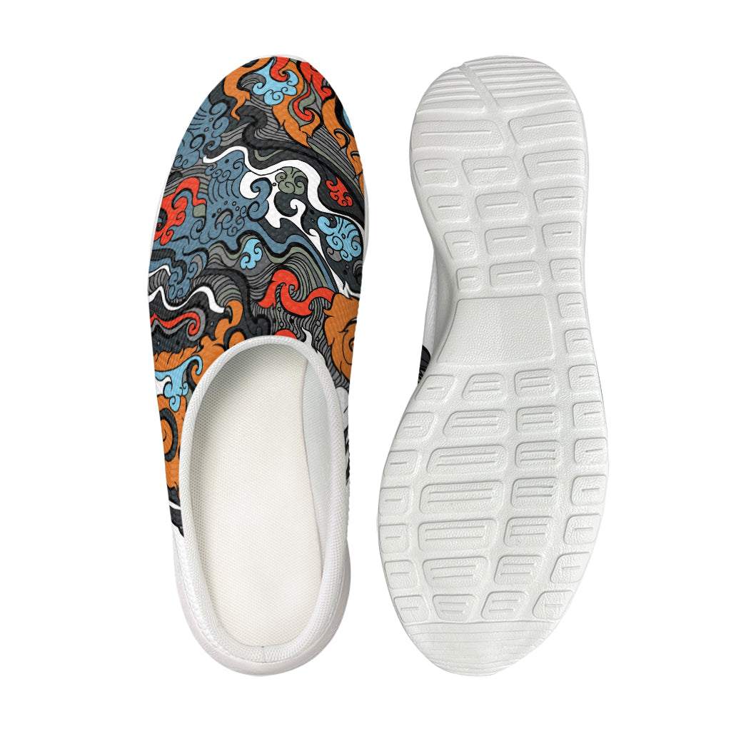 Japanese Elemental Tattoo Print Mesh Casual Shoes