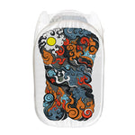 Japanese Elemental Tattoo Print Mesh Laundry Hamper