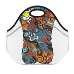 Japanese Elemental Tattoo Print Neoprene Lunch Bag