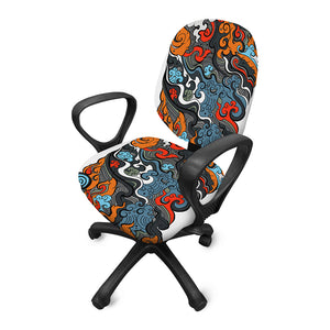 Japanese Elemental Tattoo Print Office Chair Cover