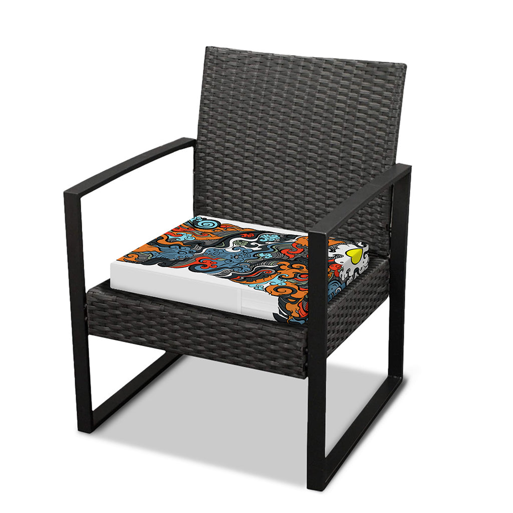 Japanese Elemental Tattoo Print Outdoor Seat Cushion Cover