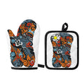 Japanese Elemental Tattoo Print Oven Mitt And Pot Holder Set