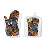 Japanese Elemental Tattoo Print Oven Mitt And Pot Holder Set
