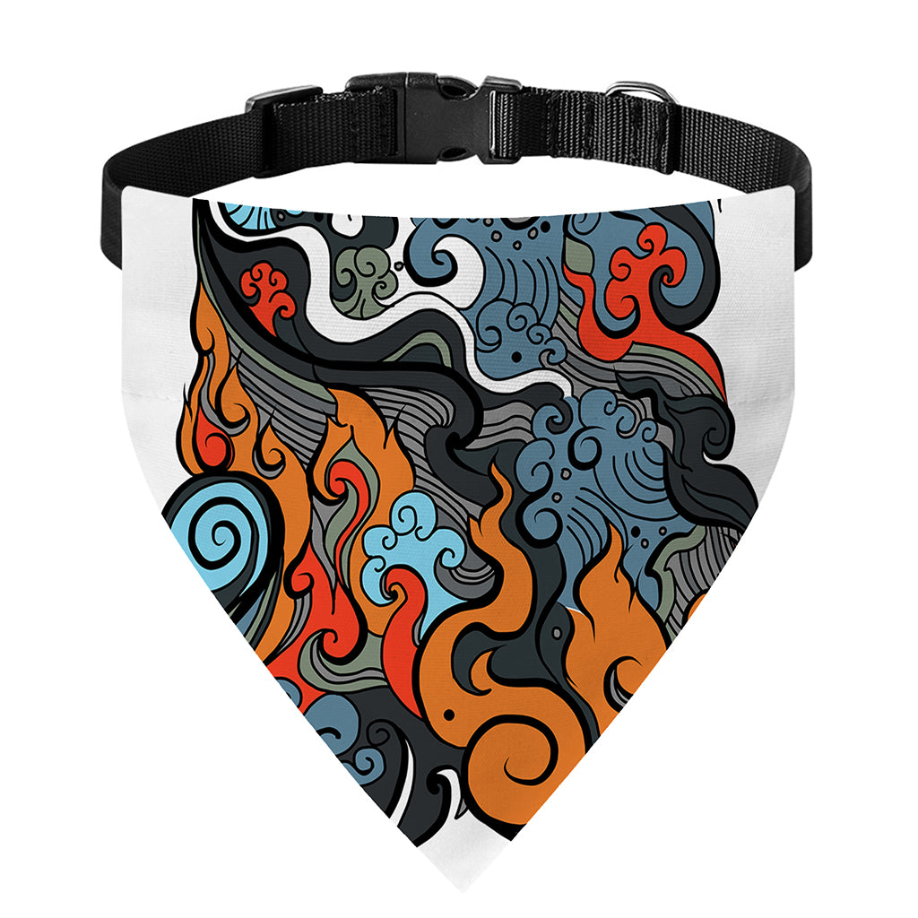 Japanese Elemental Tattoo Print Over The Collar Dog Bandana