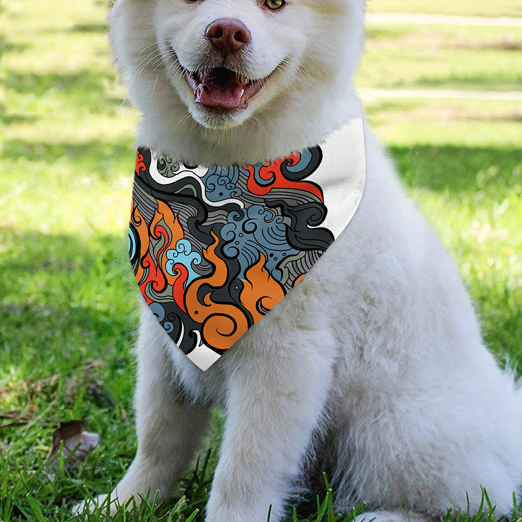 Japanese Elemental Tattoo Print Over The Collar Dog Bandana