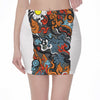 Japanese Elemental Tattoo Print Pencil Mini Skirt