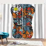 Japanese Elemental Tattoo Print Pencil Pleat Curtains