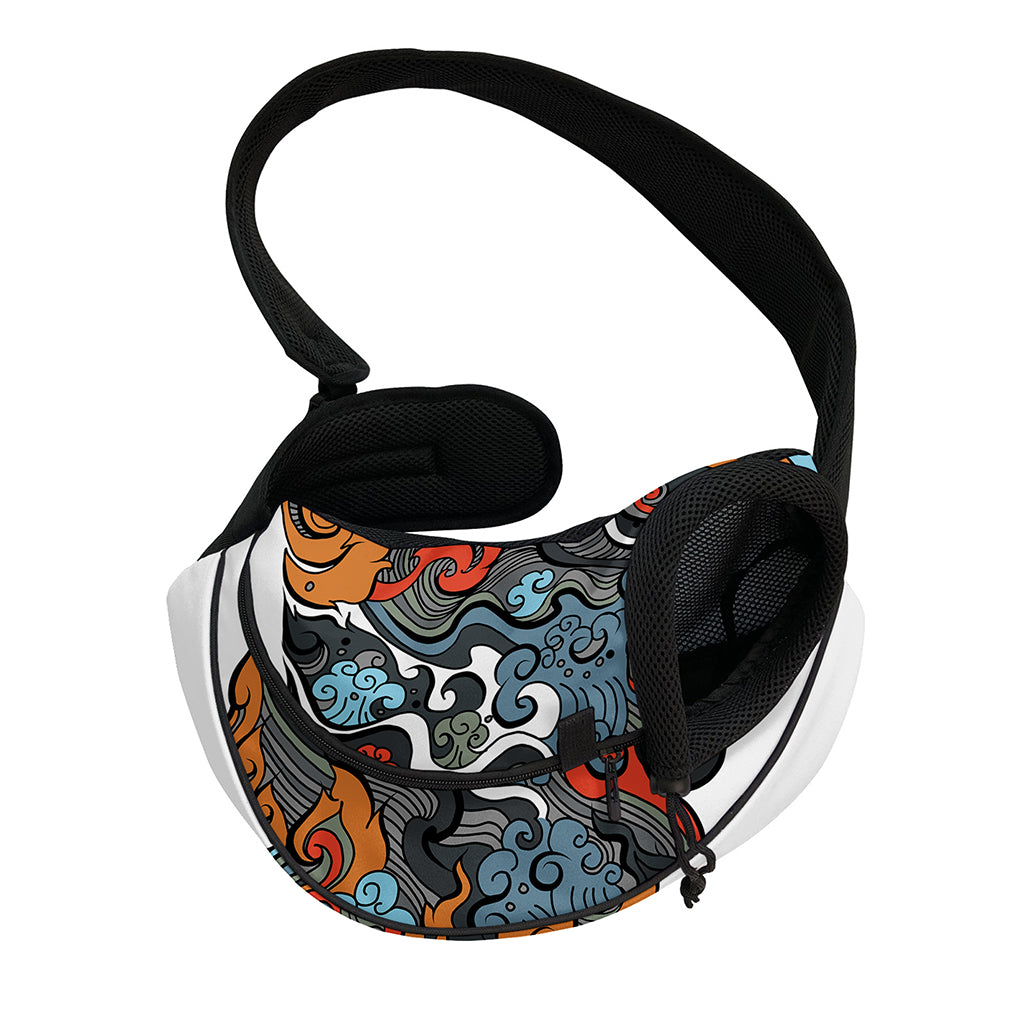 Japanese Elemental Tattoo Print Pet Sling Carrier