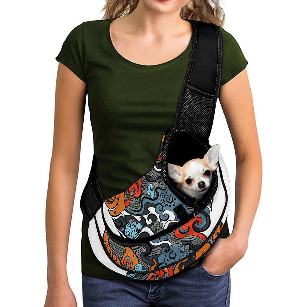 Japanese Elemental Tattoo Print Pet Sling Carrier