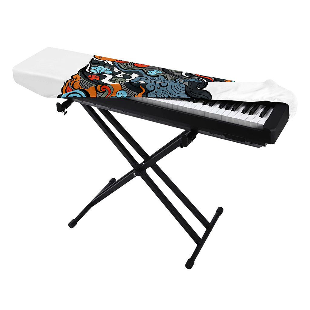 Japanese Elemental Tattoo Print Piano Keyboard Cover