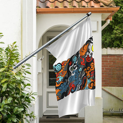 Japanese Elemental Tattoo Print Polyester Flag