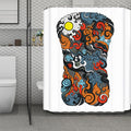 Japanese Elemental Tattoo Print Polyester Shower Curtain