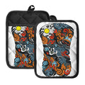 Japanese Elemental Tattoo Print Pot Holders With Pocket