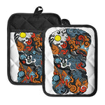 Japanese Elemental Tattoo Print Pot Holders With Pocket