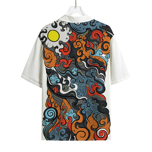 Japanese Elemental Tattoo Print Rayon Hawaiian Shirt