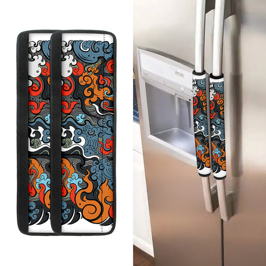 Japanese Elemental Tattoo Print Refrigerator Handle Covers