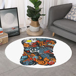Japanese Elemental Tattoo Print Round Rug