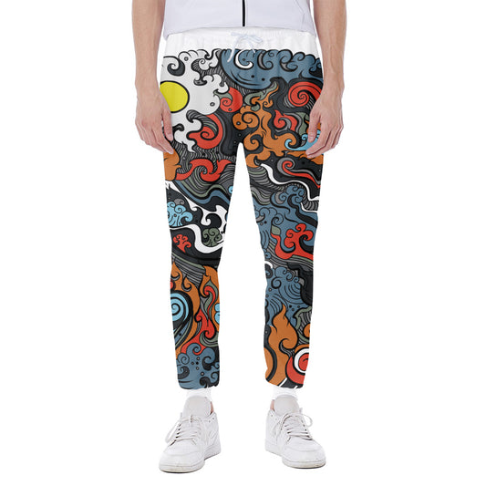 Japanese Elemental Tattoo Print Scuba Joggers