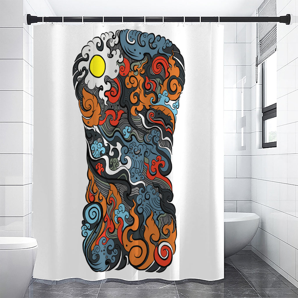 Japanese Elemental Tattoo Print Shower Curtain