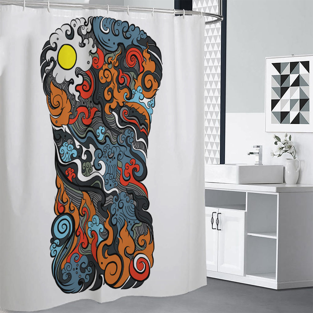 Japanese Elemental Tattoo Print Shower Curtain