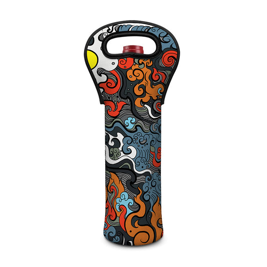 Japanese Elemental Tattoo Print Single Neoprene Wine Tote