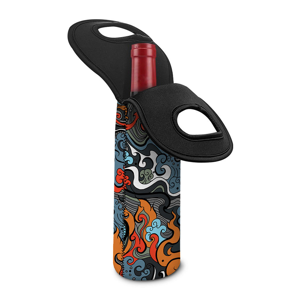 Japanese Elemental Tattoo Print Single Neoprene Wine Tote