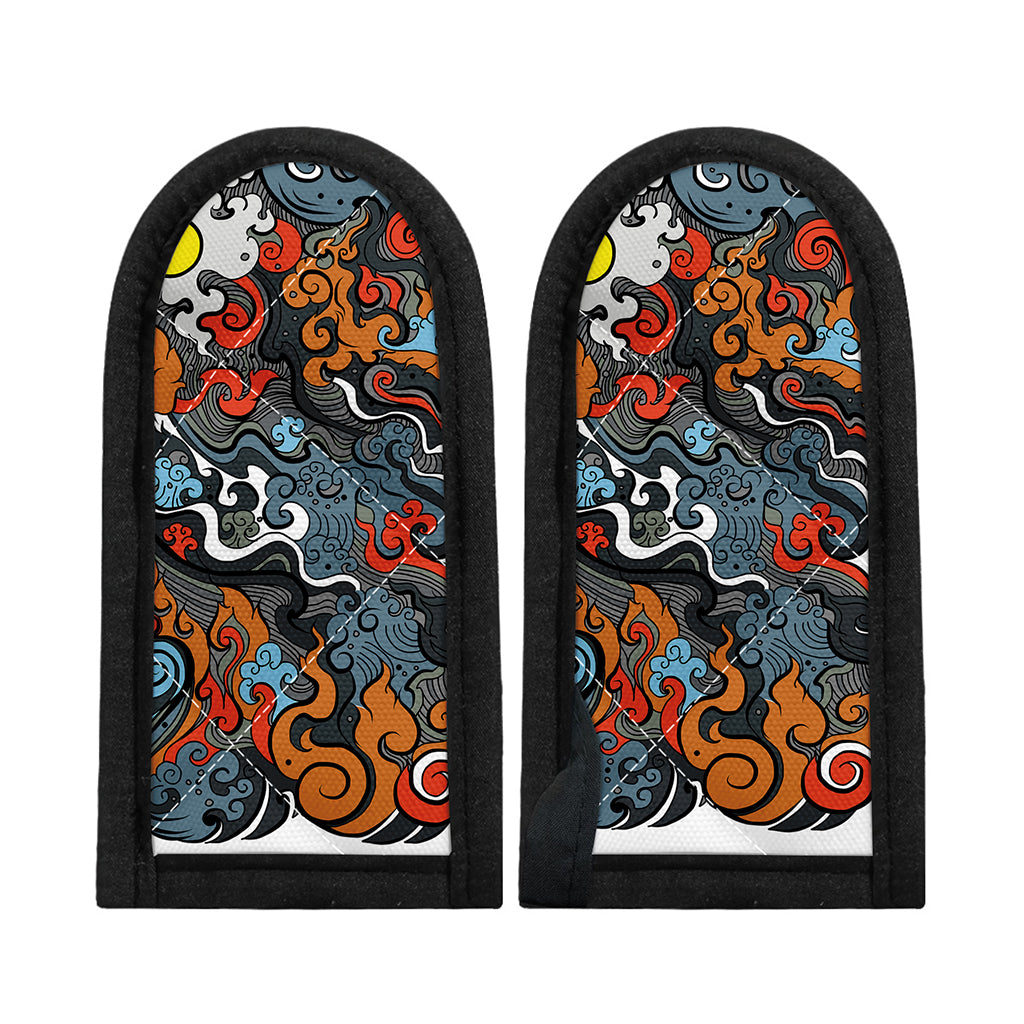 Japanese Elemental Tattoo Print Skillet Handle Cover