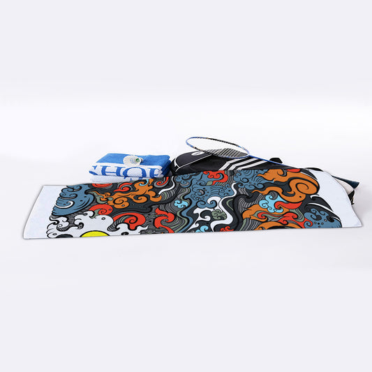 Japanese Elemental Tattoo Print Sports Towel