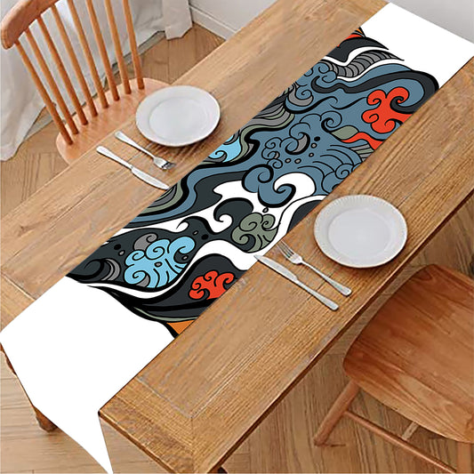 Japanese Elemental Tattoo Print Table Runner