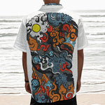 Japanese Elemental Tattoo Print Textured Short Sleeve Shirt