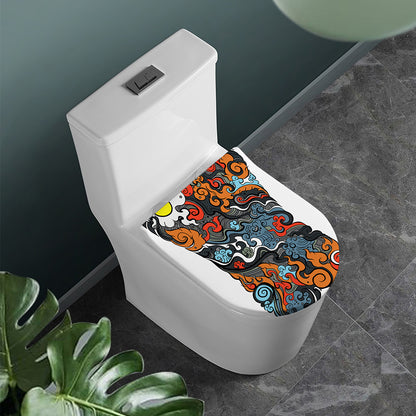 Japanese Elemental Tattoo Print Toilet Lid Cover