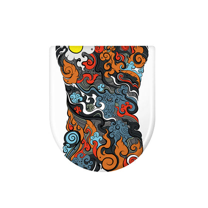 Japanese Elemental Tattoo Print Toilet Lid Cover