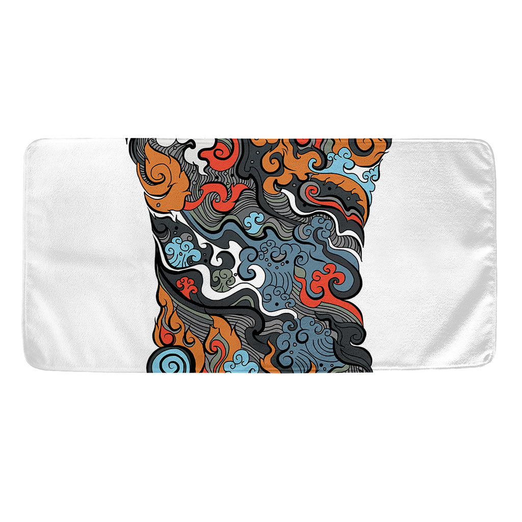 Japanese Elemental Tattoo Print Towel