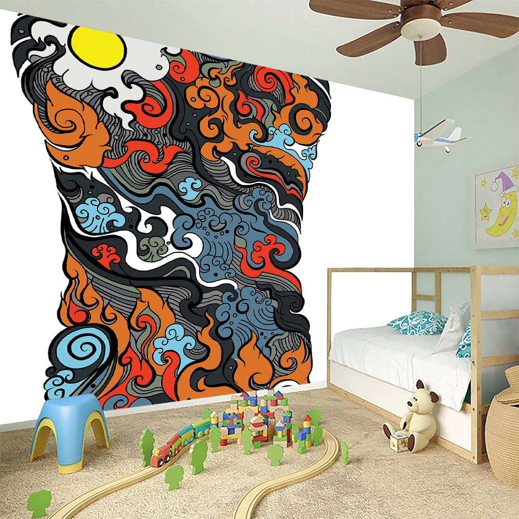 Japanese Elemental Tattoo Print Wall Sticker