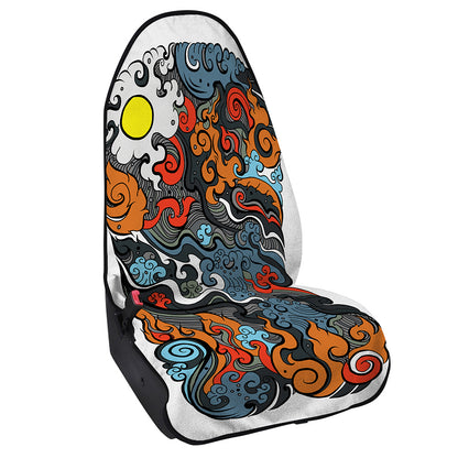 Japanese Elemental Tattoo Print Waterproof Car Seat Cover