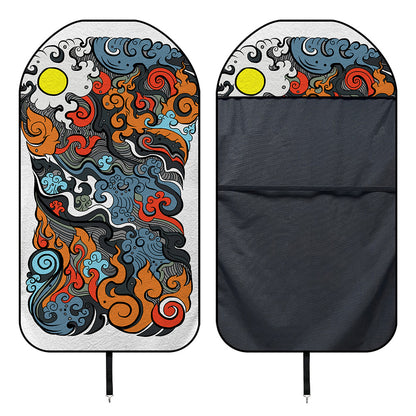 Japanese Elemental Tattoo Print Waterproof Car Seat Cover